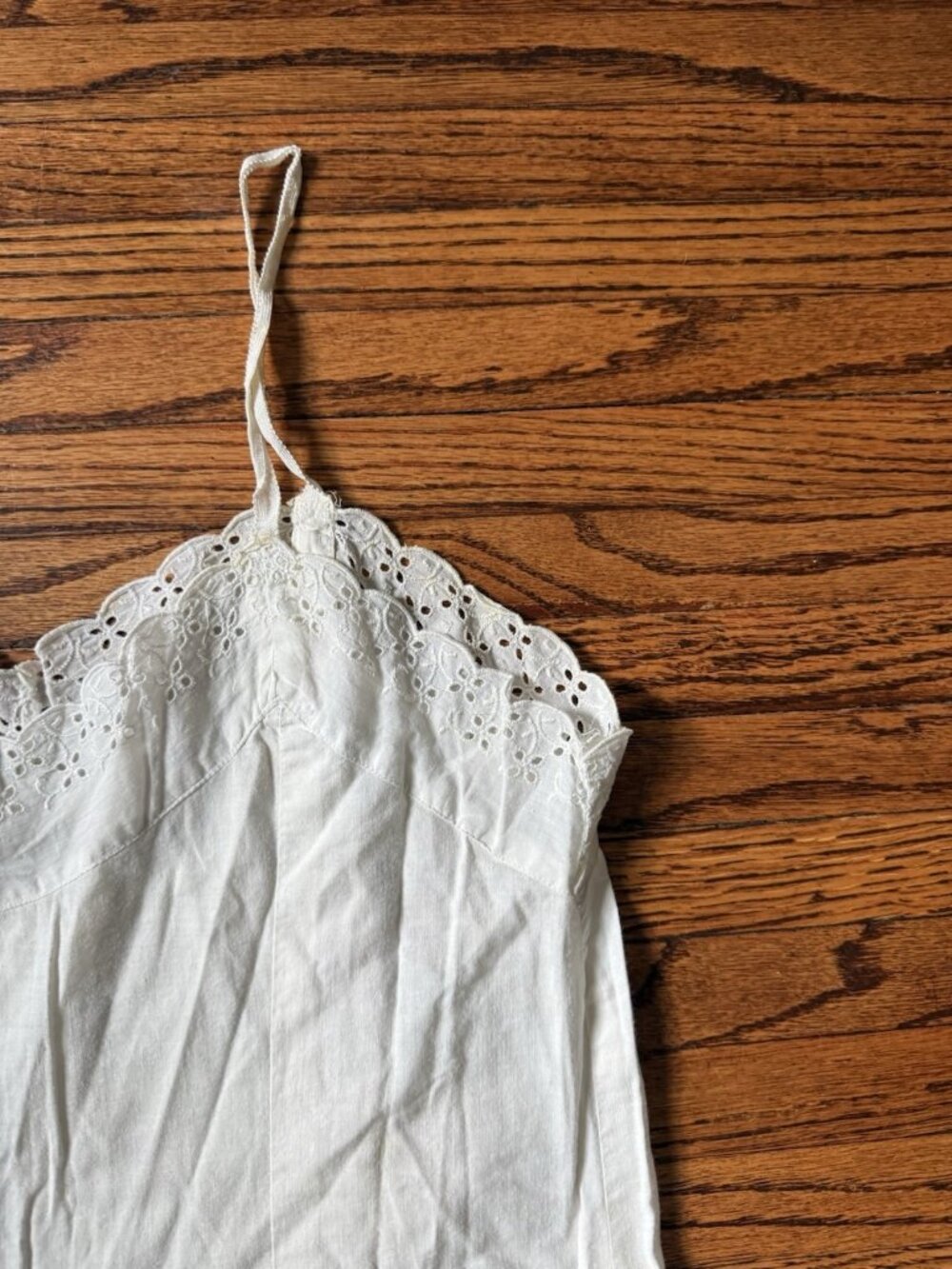 Vintage Antique Victorian White Cotton Tiered Eyelet Slip Dress Gown White - Picture 7 of 11